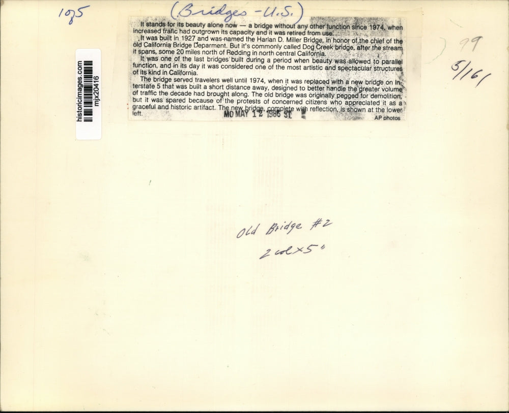 1986 Press Photo A bridge without any function since 1974 in California