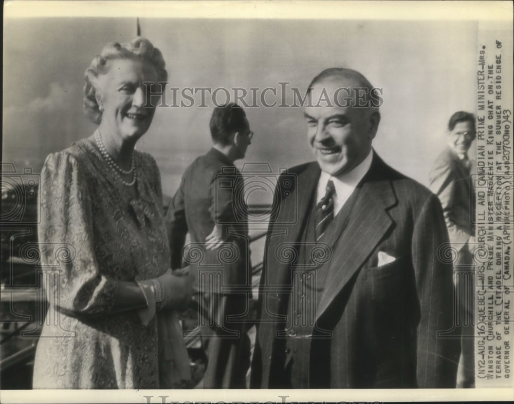 1943 Press Photo Mrs. Churchill and the Canadian Prime Minister King in Quebec- Historic Images