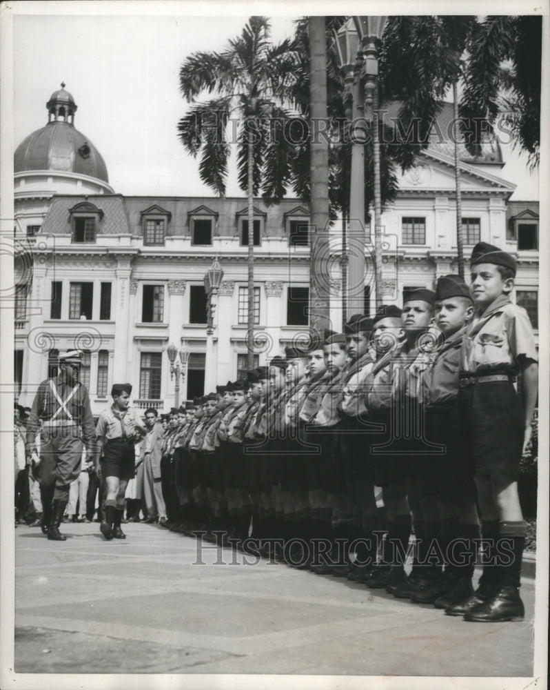 1956 Press Photo Members of the "Explorers" assembled in Cali, Colombia- Historic Images