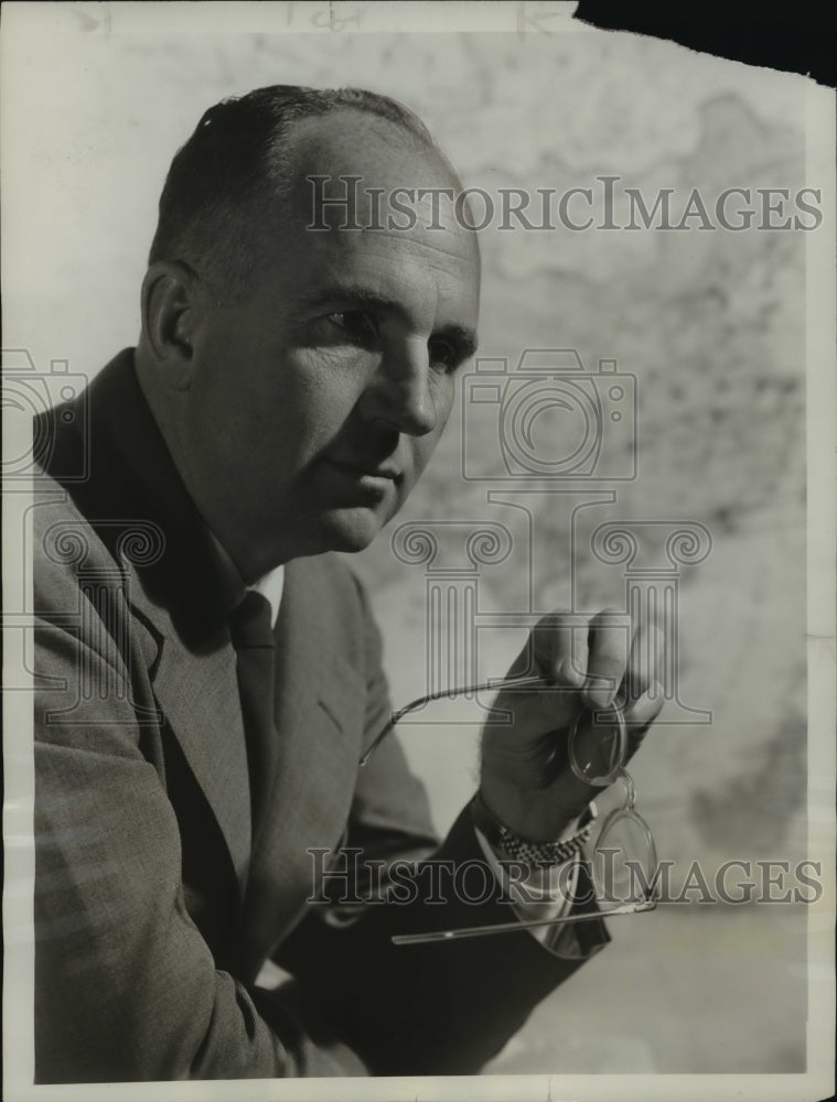 Load image into Gallery viewer, 1956 Press Photo James Michener, narrator for "Assignment: Southeast Asia."
