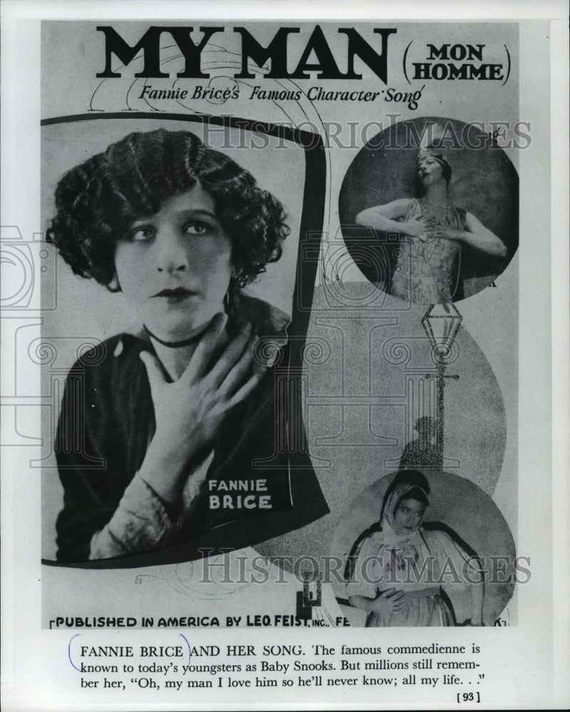 1921 Press Photo Fannie Brice, a famous comedienne - mjx21796- Historic Images