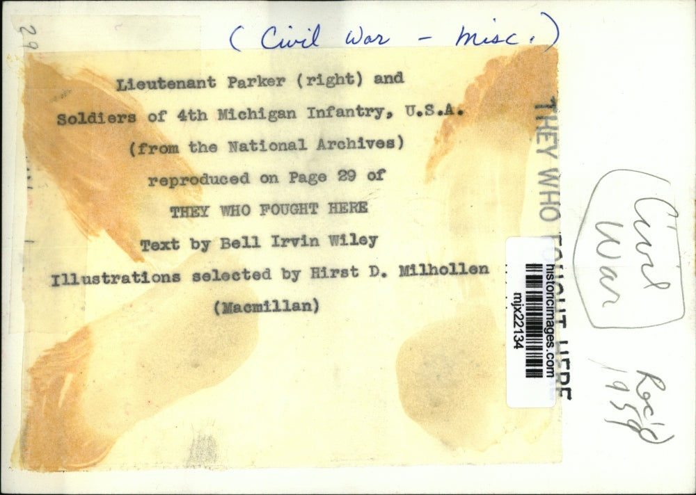 1959 Press Photo Lieutenant Parker and soldiers of the 4th Michigan Infantry