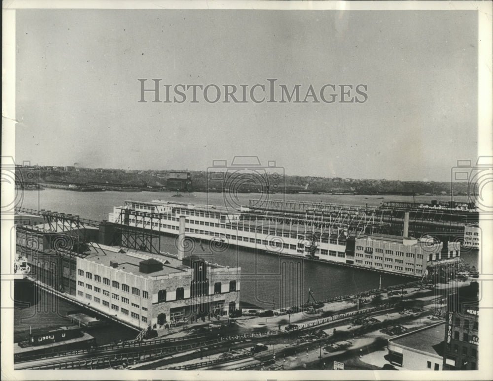 1936 Press Photo View of Pier No 90 in the North River New York - mjx23763- Historic Images