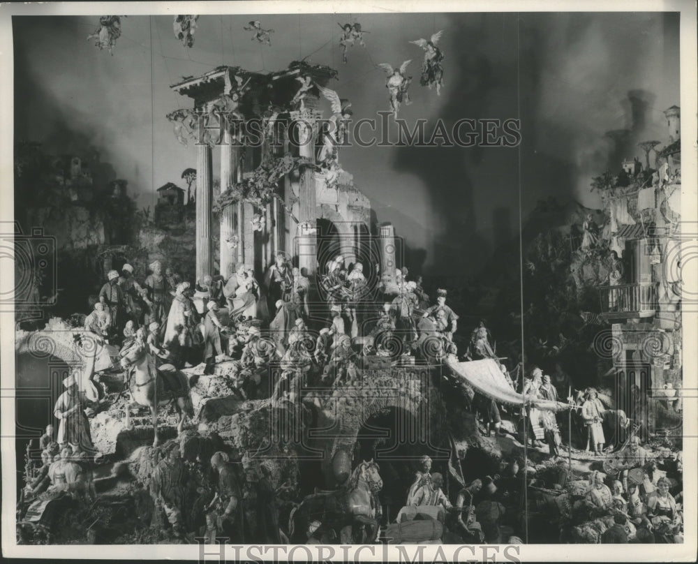 1953 Press Photo Detailed Christmas Nativity Scene - mjx23842