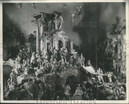 1953 Press Photo Detailed Christmas Nativity Scene - mjx23842