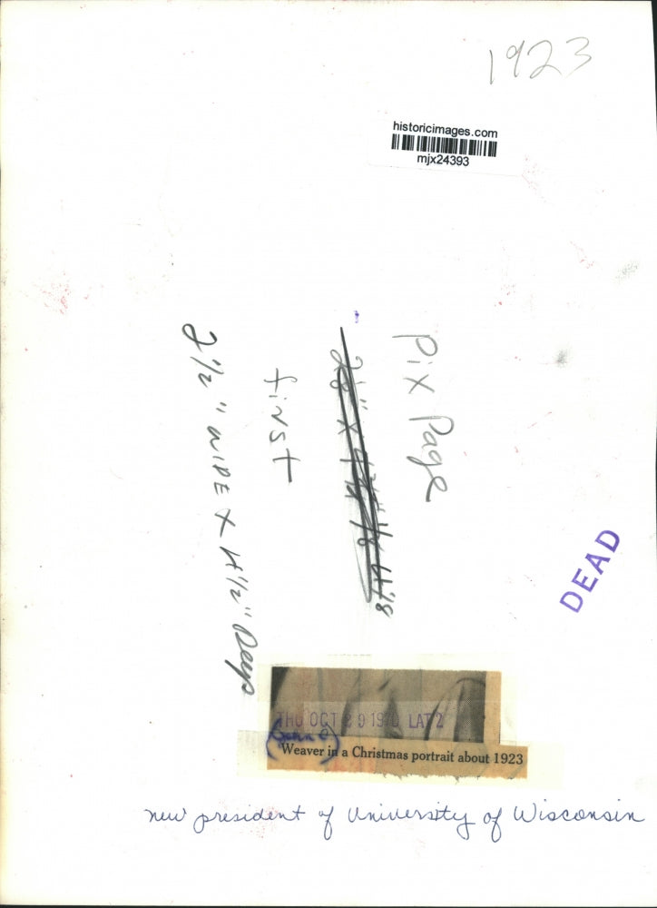 1923 Press Photo John C Weaver as he looked in 1933. 1976-New President of the