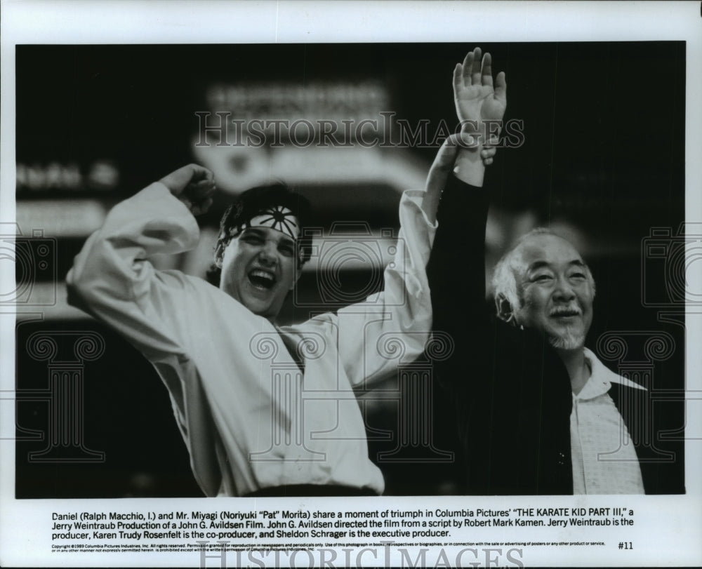 1989 Press Photo Ralph Macchio and Noriuki Morita in &quot;The Karate Kid Part III&quot;- Historic Images