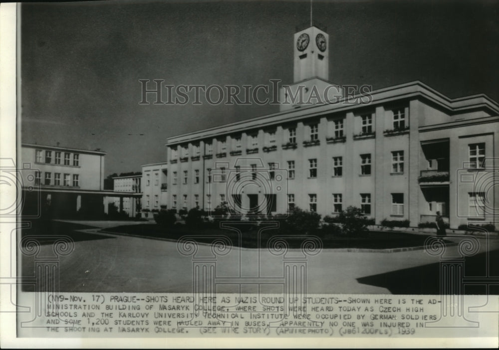 1939 Press Photo An image of Nasaryk College in Prague, Czechoslovakia - Historic Images