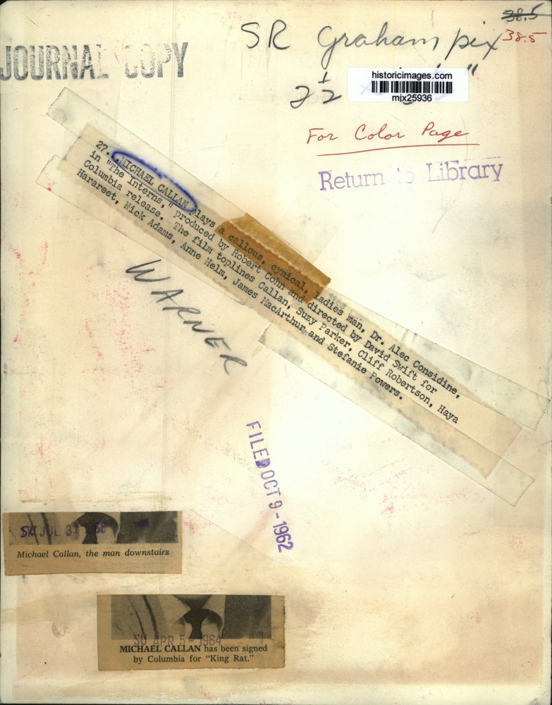 1962 Press Photo Michael Callan as Doctor Alec Considine in "The interns"