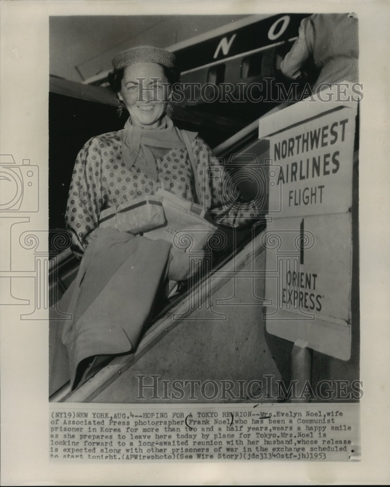 1953 Press Photo Evelyn Noel-Wife of North Korea Prisoner Frank Noel - mjx26186