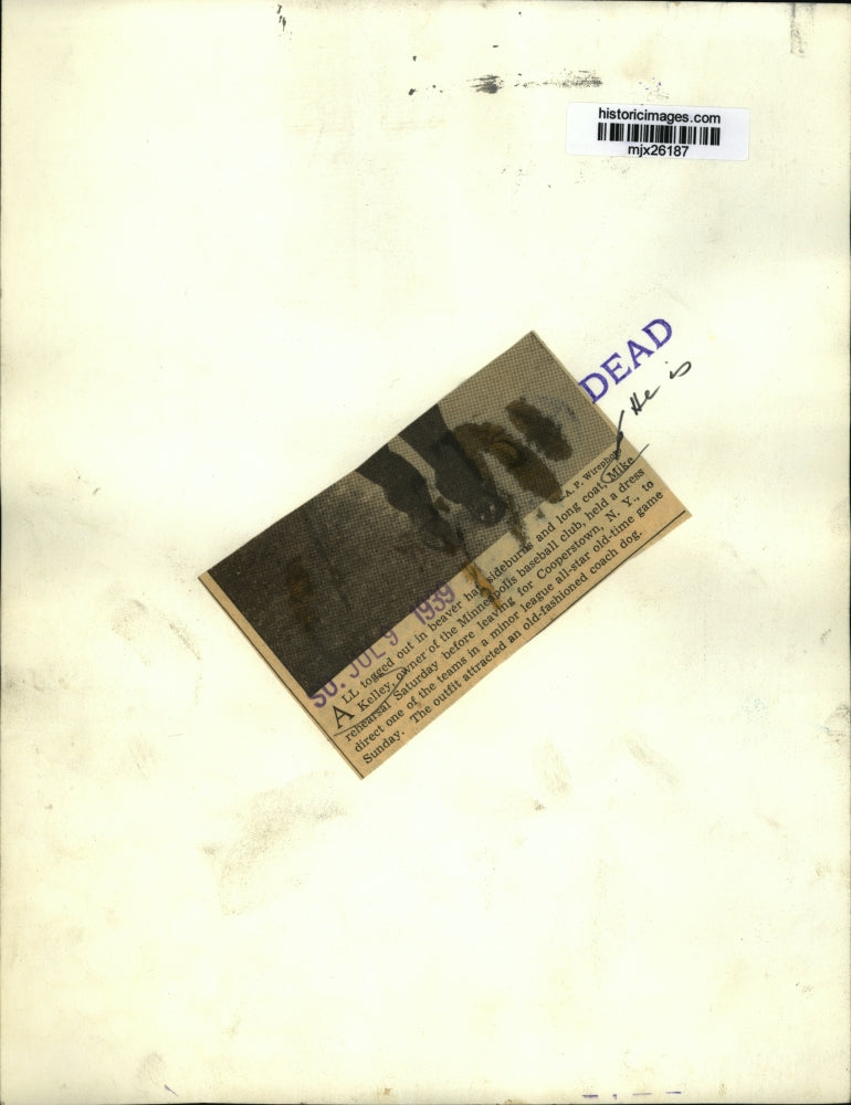 1939 Press Photo Mike Kelley-Owner of the Minneapolis Twins Baseball Team