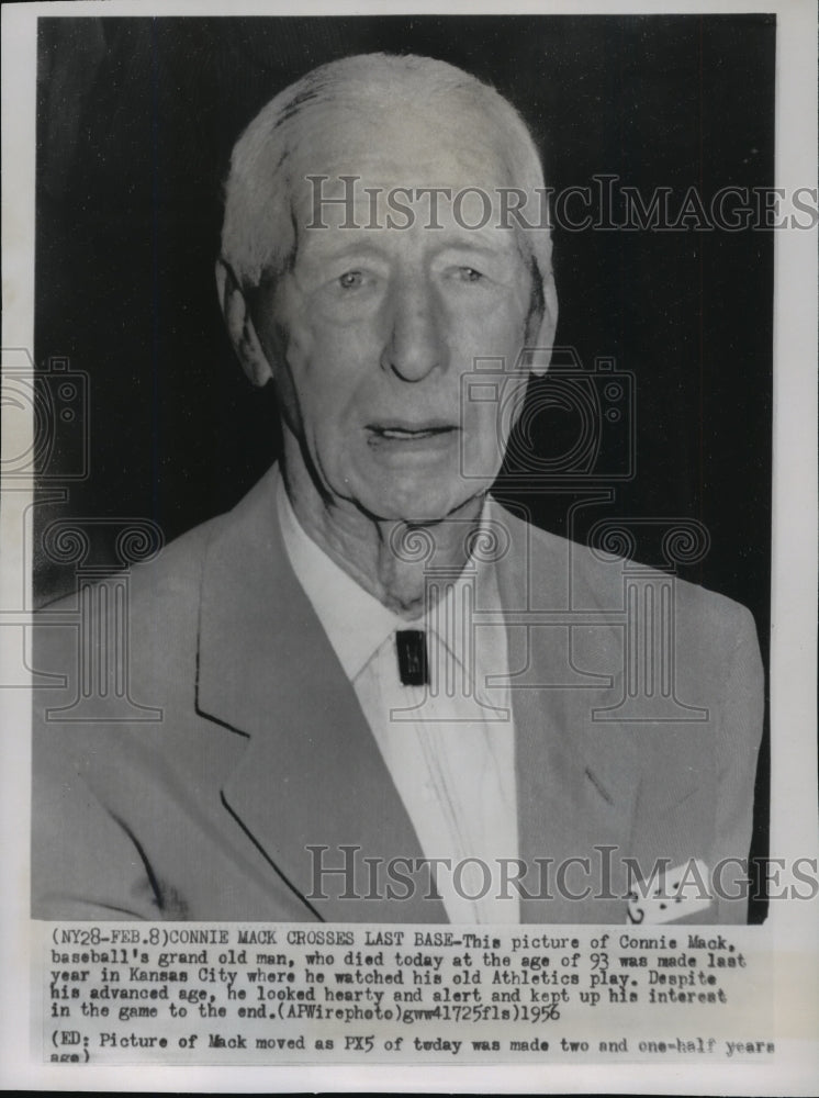 1956 Press Photo Connie Mack of Philadelphia Athletics - mjx26488- Historic Images