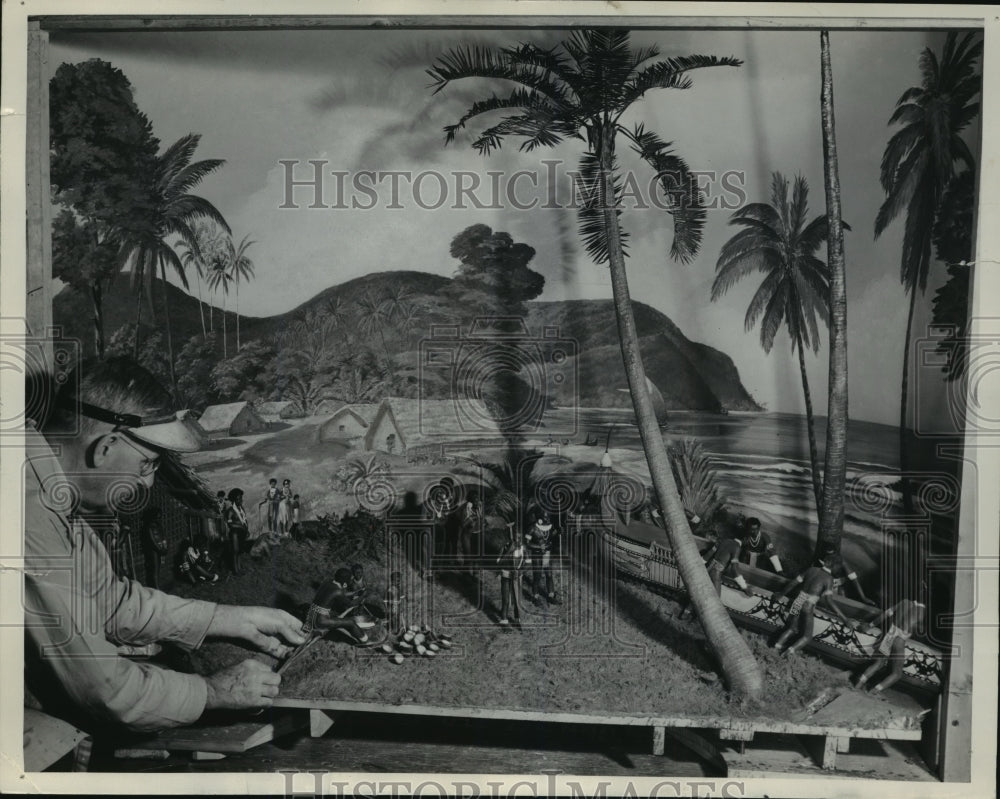 1938 Press Photo C.R. Porteus-Museum Artist Creates Solomon Islands Exhibit- Historic Images