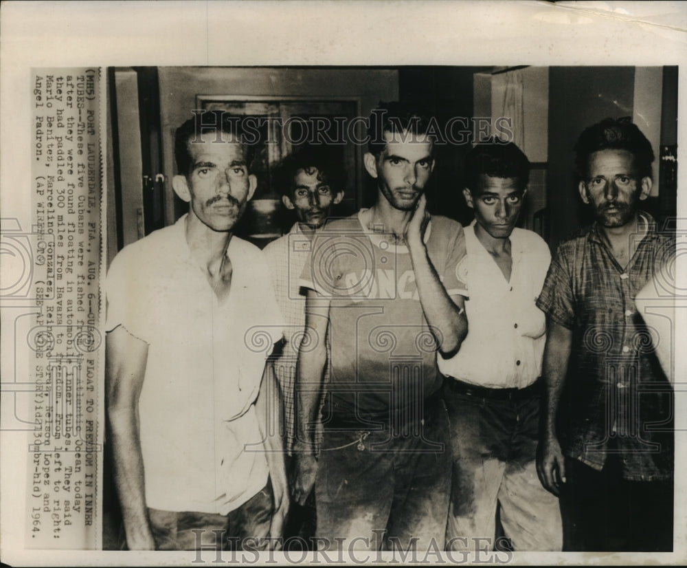 1964 Press Photo Five Cuban Refugees Saved From the Atlantic Ocean- Historic Images