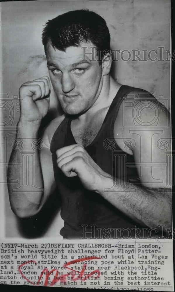 1959 Press Photo British Heavyweight Boxing Challenger Brian London - mjx27883- Historic Images