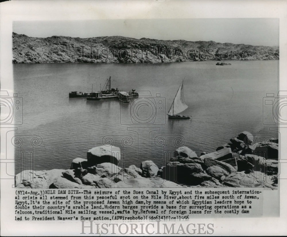 1956 Press Photo Nile River in Egypt, Site For Proposed Aswan High Dam