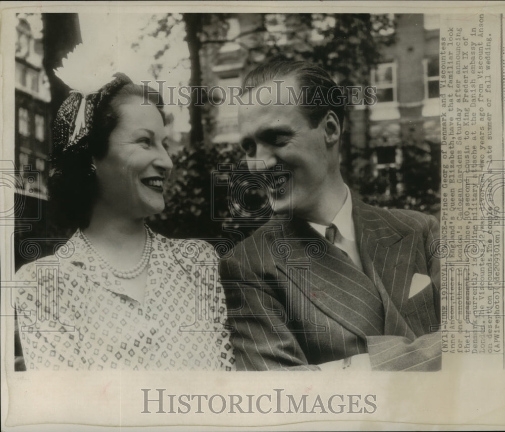 1950 Press Photo Prince Georg of Denmark and Viscountess Anne Anson Engagement - Historic Images