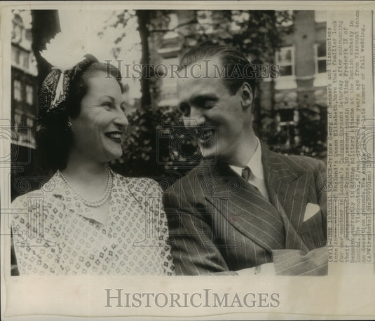 1950 Press Photo Prince Georg of Denmark and Viscountess Anne Anson Engagement - Historic Images