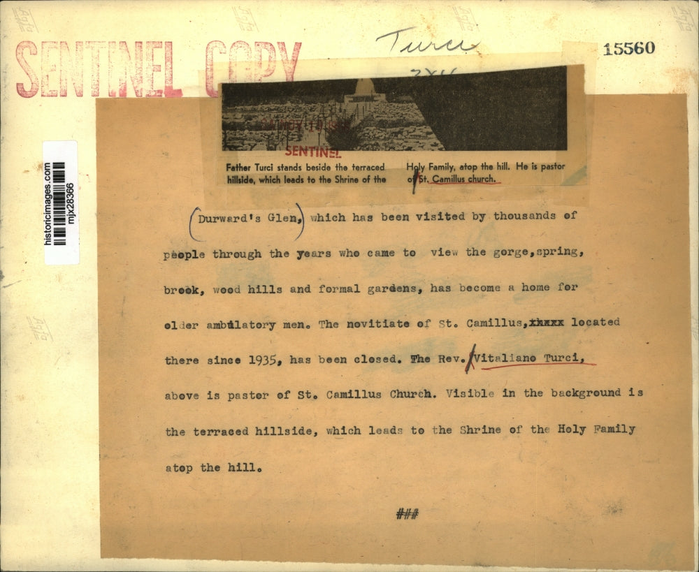 1966 Press Photo Reverend Vitaliano Turci, Pastor Of St. Camillus Church