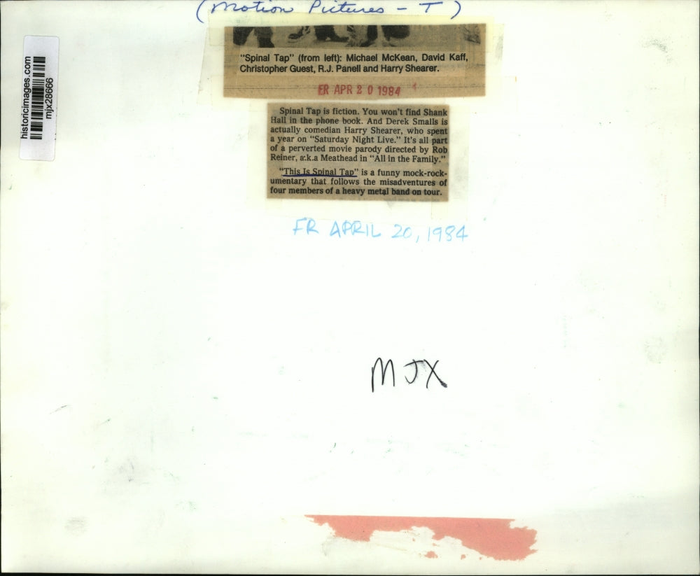 1984 Press Photo Spinal Tap Actors - mjx28666