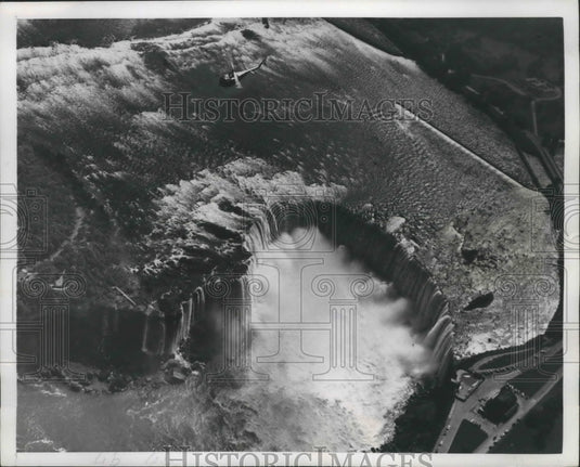 1950 Press Photo Aerial view Horseshoe Cataract, Canadian Side of Niagara Falls