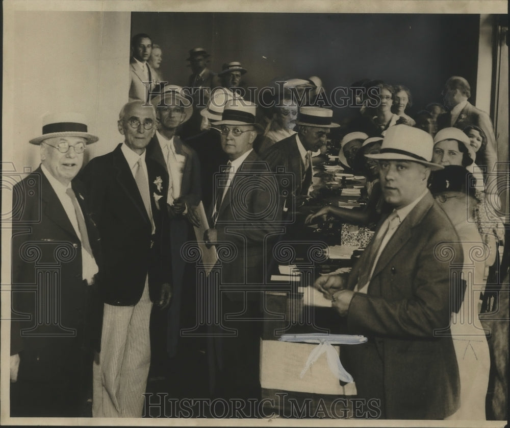 1933 Press Photo Registration Desk at Elks Club Convention - mjx28966