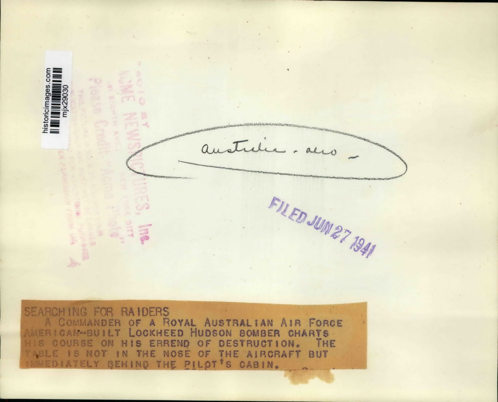 1941 Press Photo Commander of Royal Australian Air Force Charts Course