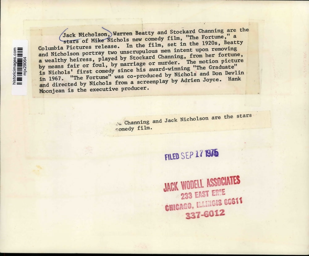 1975 Press Photo Jack Nicholson, Warren Beatty, Stockard Channing in The Fortune