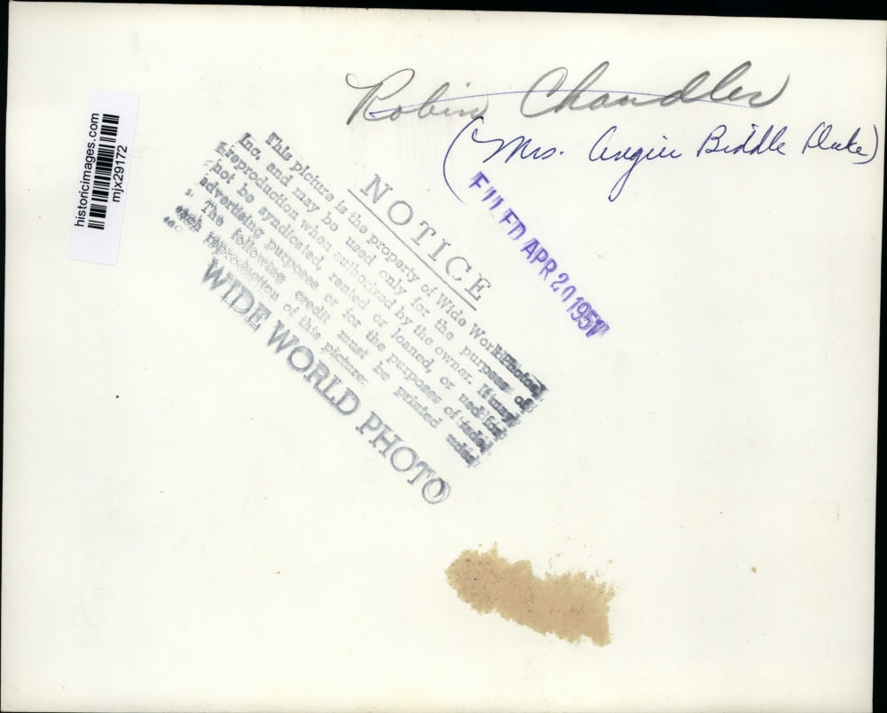 1951 Press Photo Robin Chandler, Mrs. Angier Biddle Duke - mjx29172