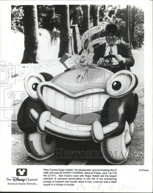 1988 Press Photo Bob Hoskins and Roger Rabbit in "Who Framed Roger Rabbit"- Historic Images