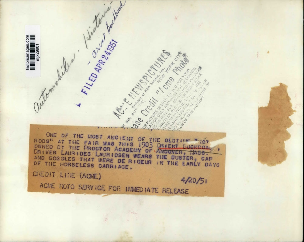 1951 Press Photo Driver in an Orient Buckboard owned by Proctor Academy, Andover