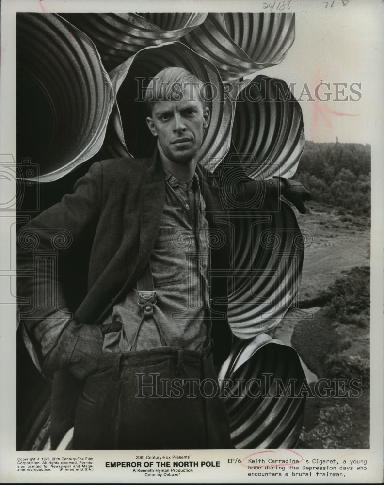 1973 Press Photo Keith Carradine in &quot;Emperor of the North Pole&quot; - mjx30796