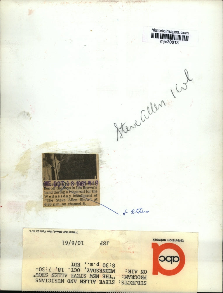 1961 Press Photo Steve Allen and musicians on "The New Steve Allen Show"