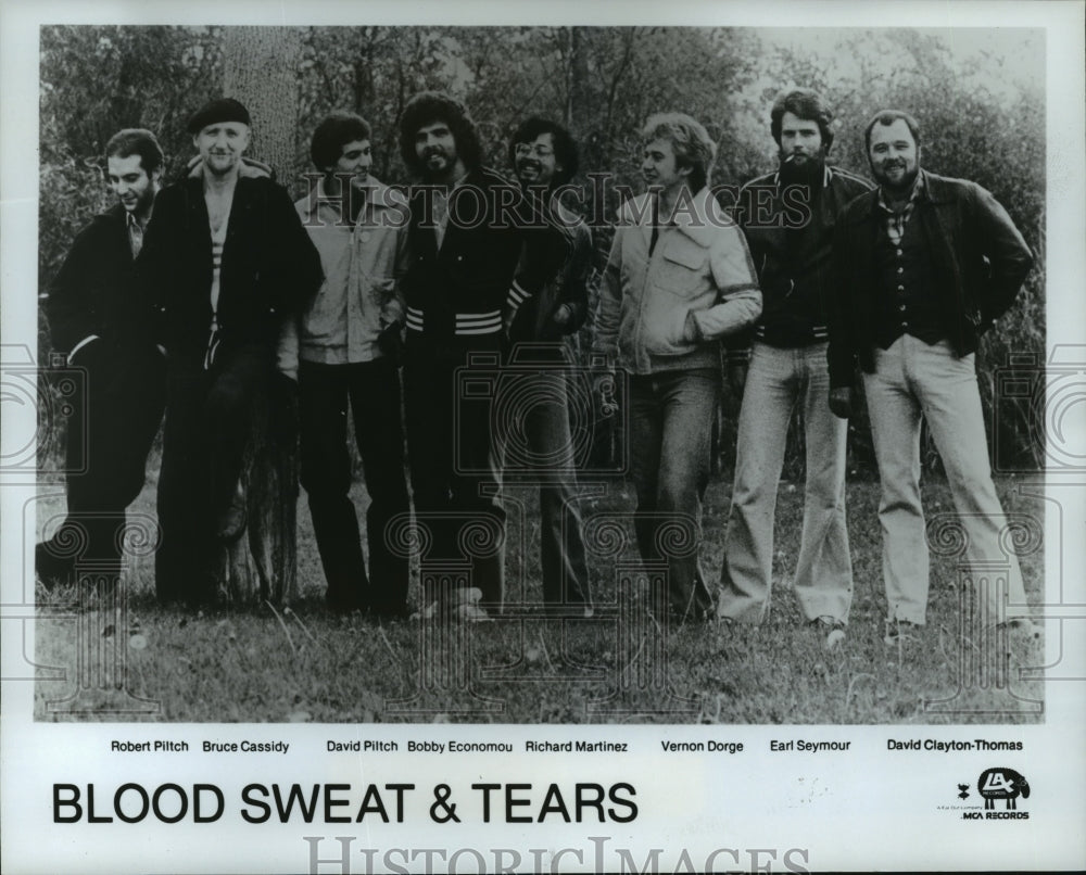 1980 Press Photo Blood, Sweat & Tears members stand together outside - mjx31030- Historic Images