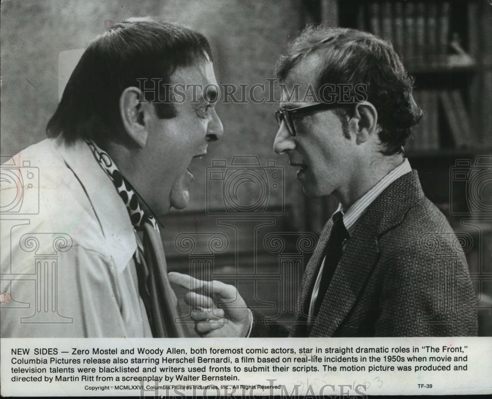 1976 Press Photo Woody Allen and Zero Mostel Star in the Movie &quot; The Front&quot;