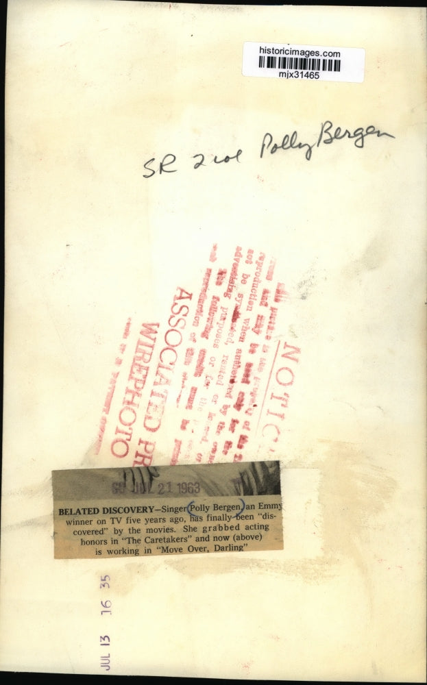 1963 Press Photo Emmy Winner Polly Bergen in the Movie "Move Over, Darling"