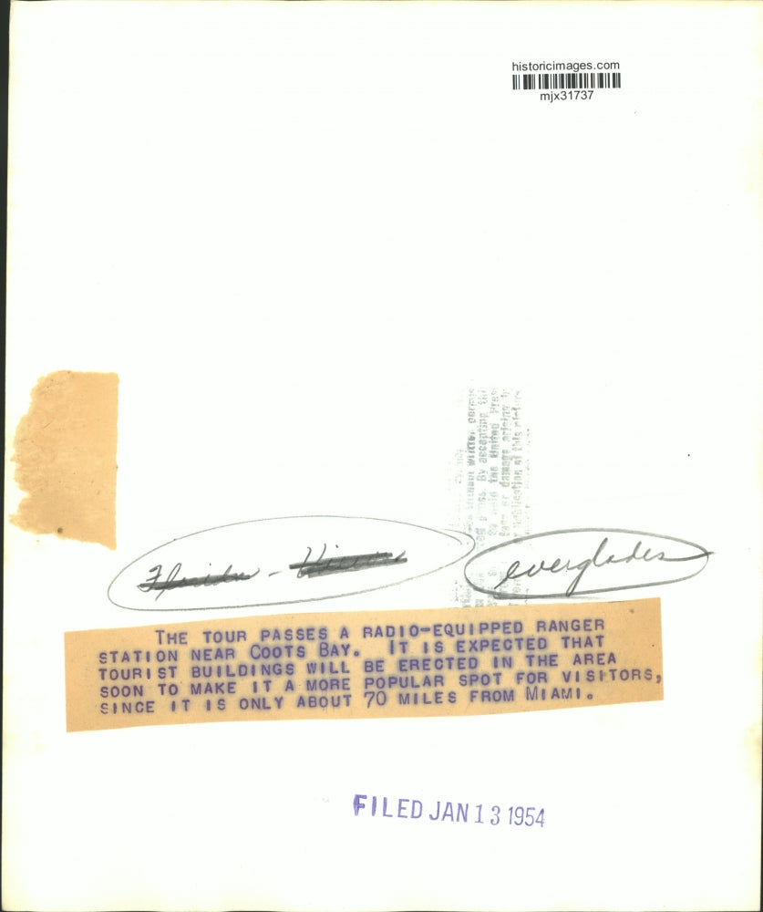 1954 Press Photo Ranger Station Near Coots Bay About 70 Miles From Miami