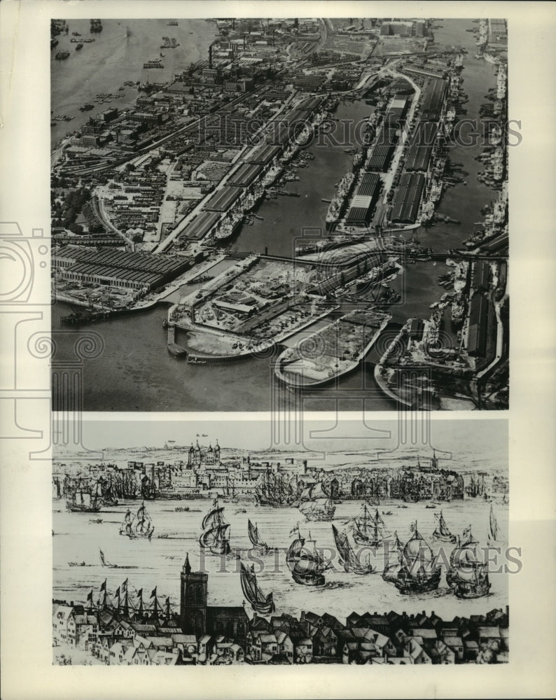 1959 Press Photo Port of London Authority and Pool of London in 1616, England