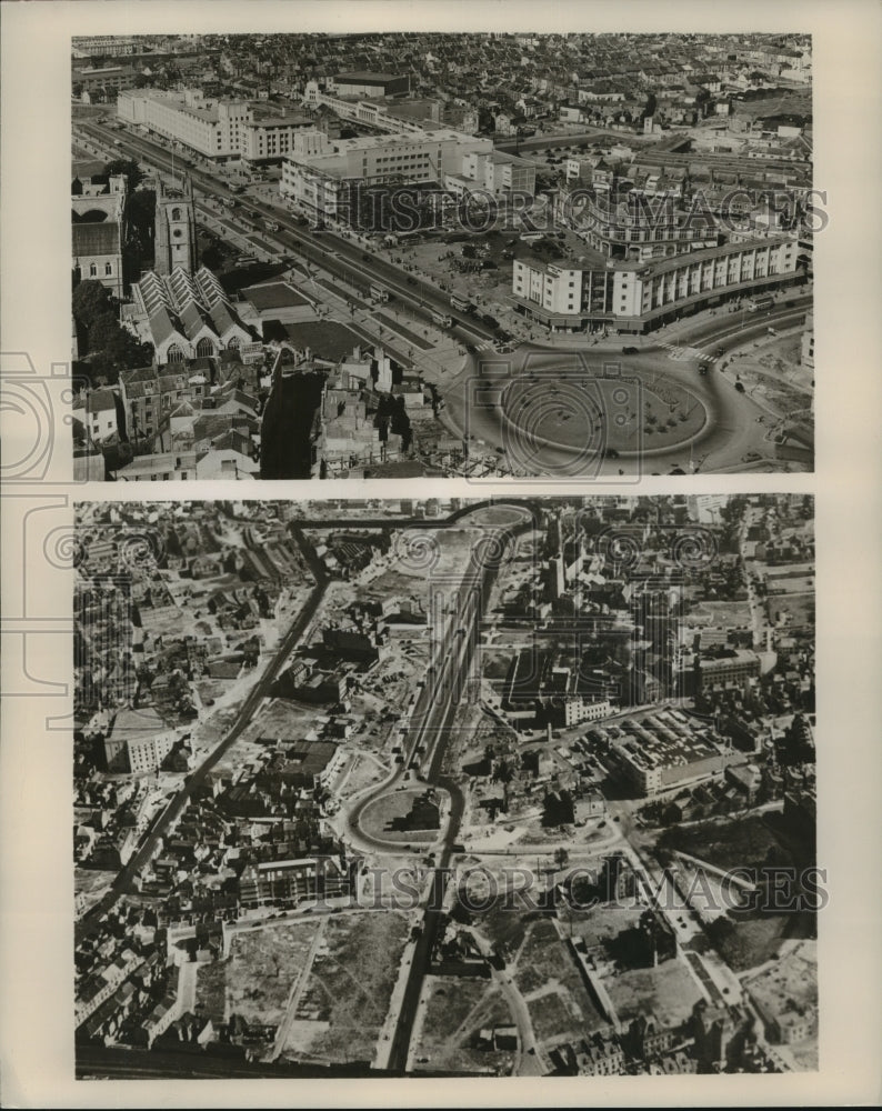 1952 Press Photo City of Plymouth, England, rebuilds after enemy bombing