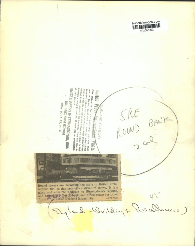 1966 Press Photo Round Towers in British architecture, Birmingham, England