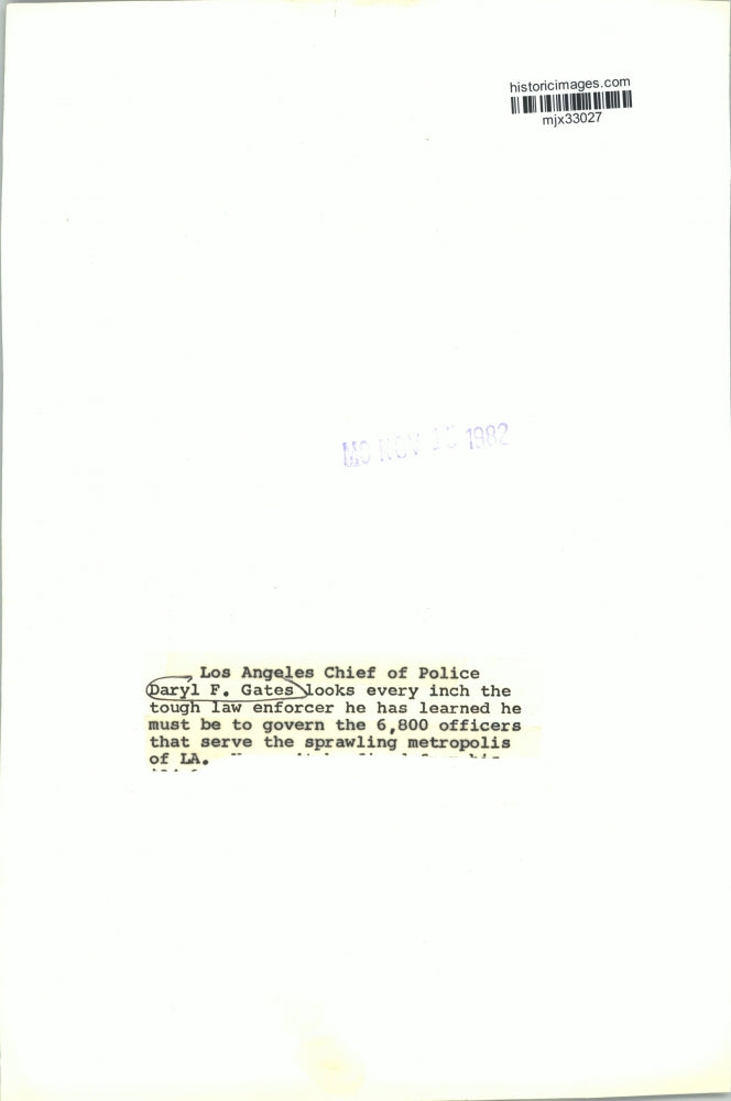 1982 Press Photo Los Angeles Chief of Police Daryl F. Gates - mjx33027