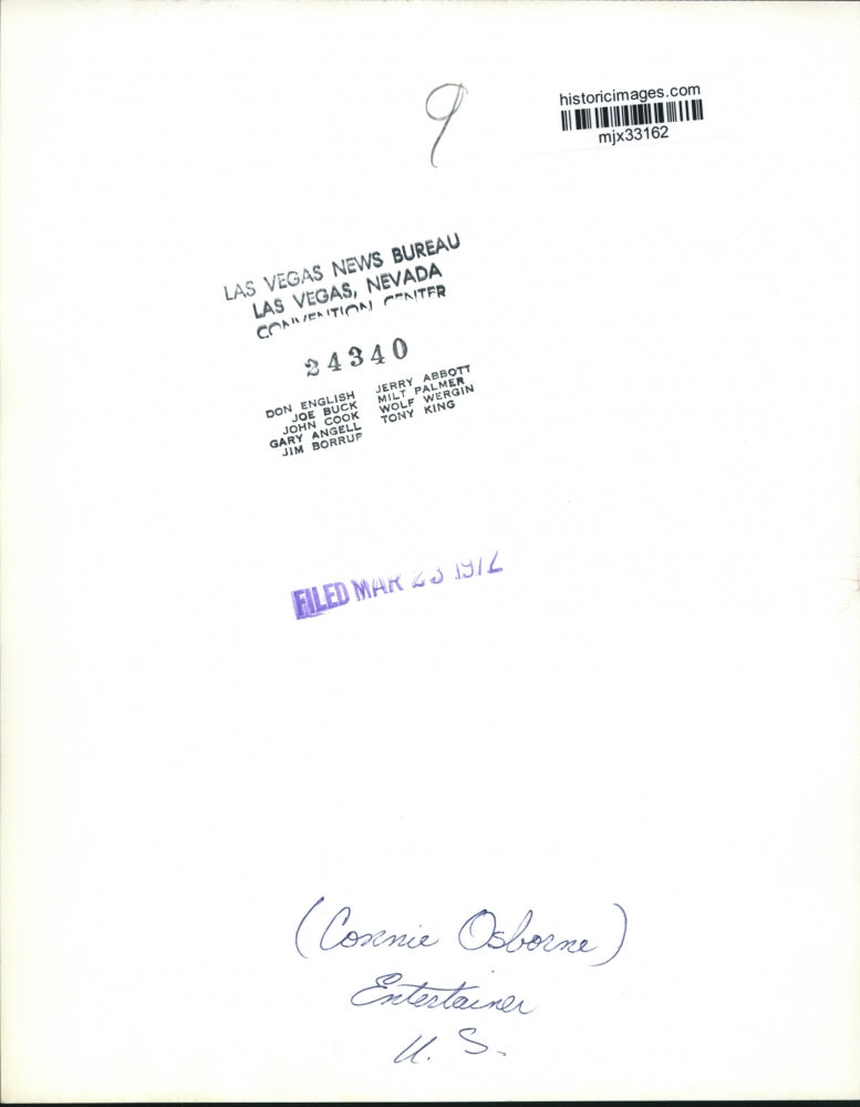 1972 Press Photo Connie Osborne, entertainer - mjx33162