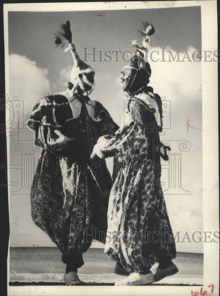 Load image into Gallery viewer, 1956 Press Photo Native dancers on the island of Antigua - mjx33328
