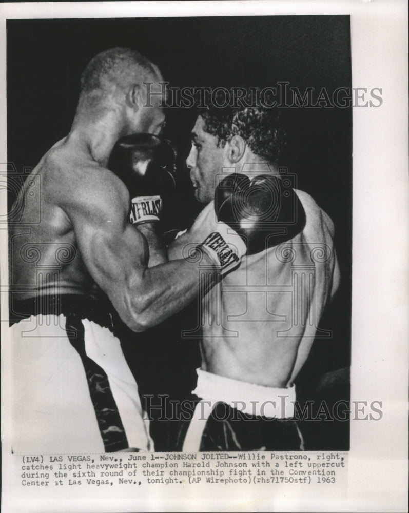 1963 Press Photo Heavyweight Champ Harold Johnson, Willie Pastrano Bout, Nev.- Historic Images