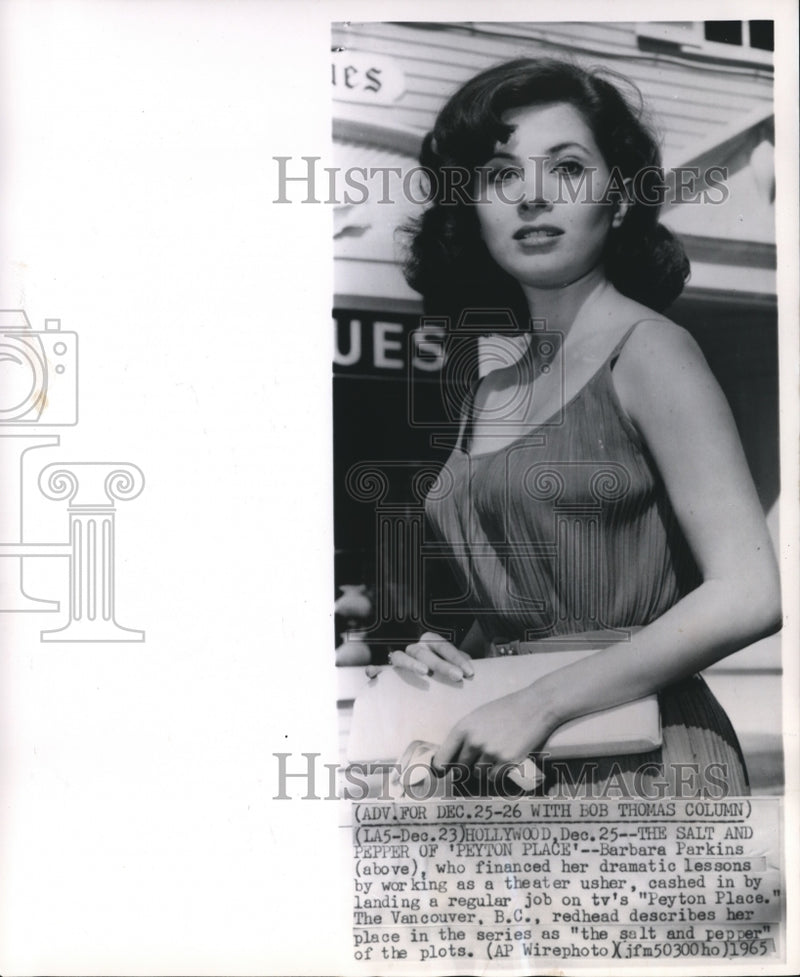 Load image into Gallery viewer, 1965 Press Photo Barbara Parkins on "Peyton Place" - mjx33755
