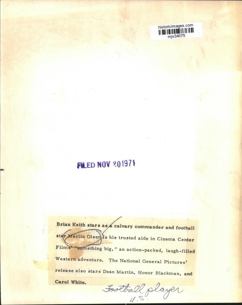 1971 Press Photo Brian Keith and Merlin Olsen in "Something Big" - mjx34075