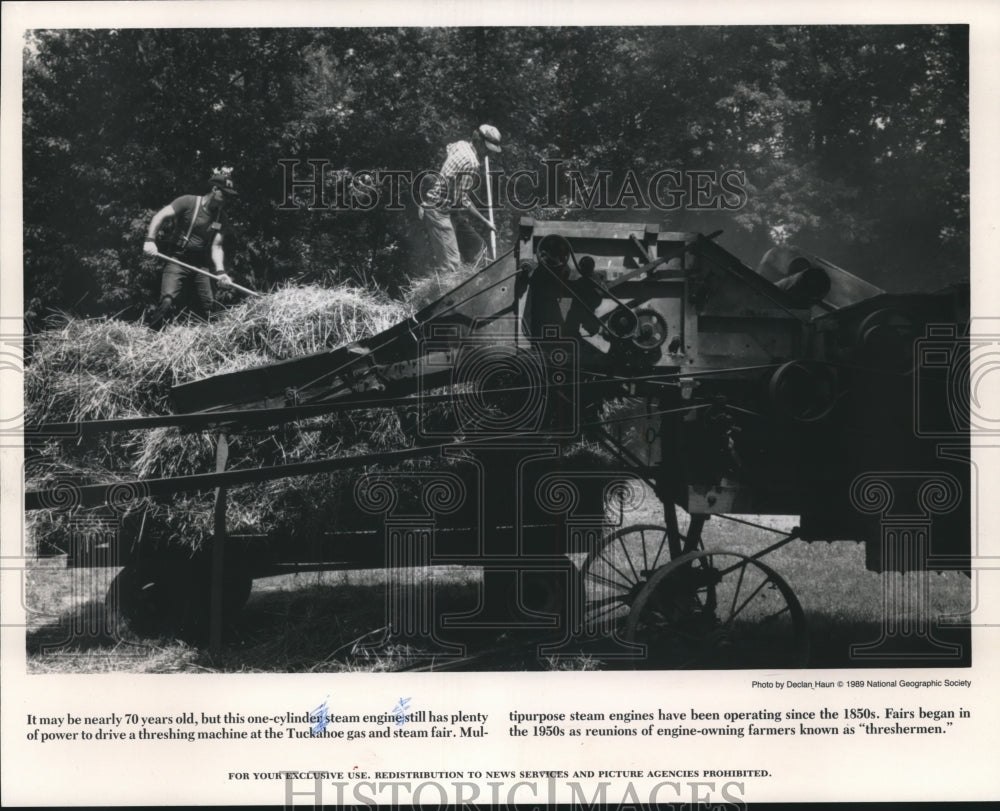 1989 Press Photo One-Cylinder Steam Engine at the Tuckahoe Gas and Steam Fair- Historic Images