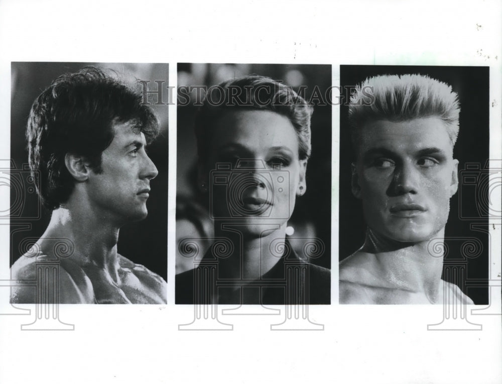 1988 Press Photo Sylvester Stallone and other cast members in "Rocky IV"