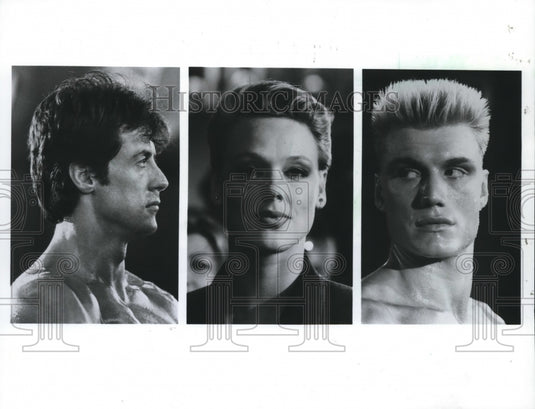 1988 Press Photo Sylvester Stallone and other cast members in "Rocky IV"