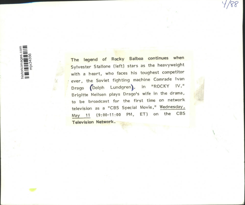 1988 Press Photo Sylvester Stallone and other cast members in "Rocky IV"